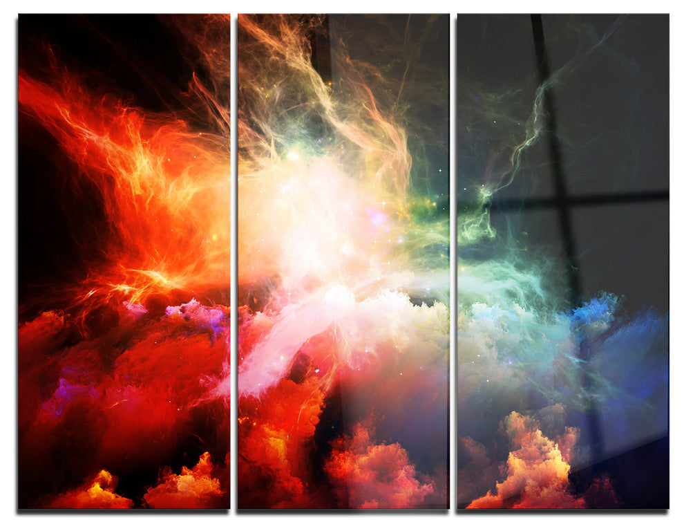 "Colorful Nebulae" Metal Wall Art, 3 Panels, 36"x28"