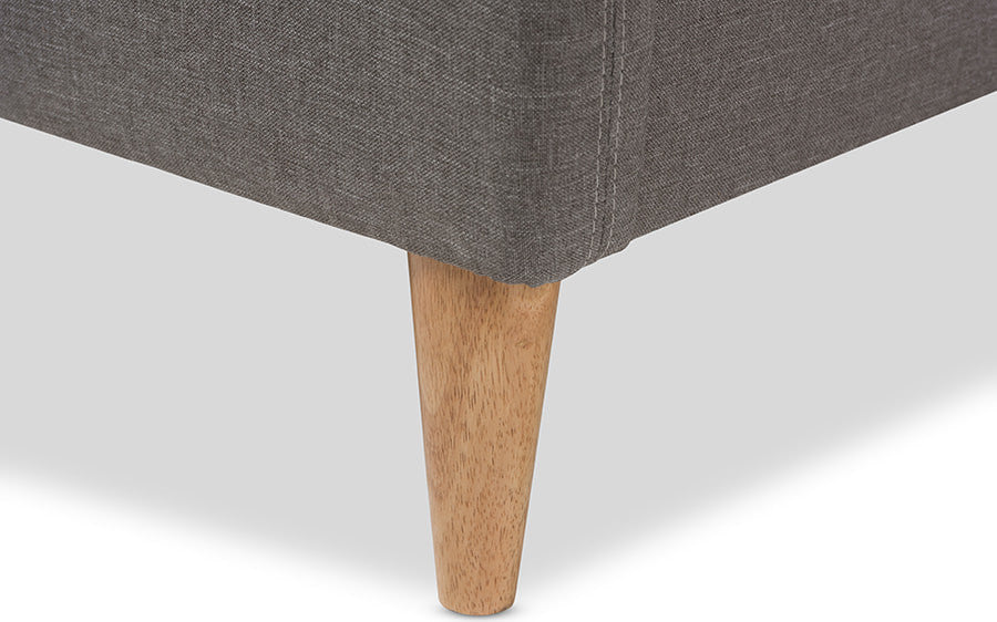 Mia Mid-Century Light Gray Fabric Upholstered King Size Platform Bed