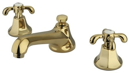 Kingston Brass Widespread Bathroom Faucet With Brass Pop-Up, Polished Brass