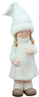 19" Winter Girl in White with Tall Hat Christmas Table Top Figure