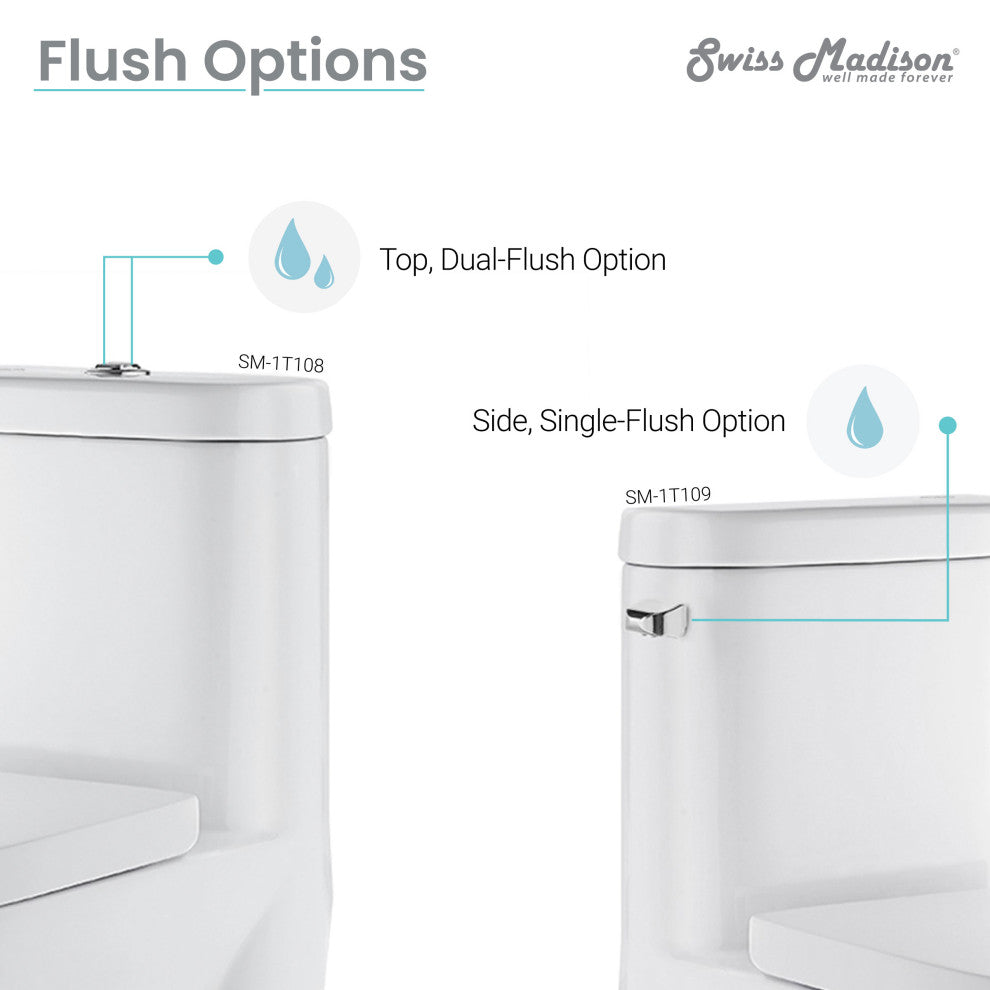 Monaco One Piece Elongated Left Side Flush Handle Toilet 1.28 gpf