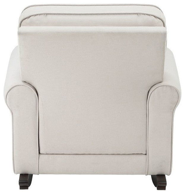 Upholstered Rocking Chair with Tight Back in Beige