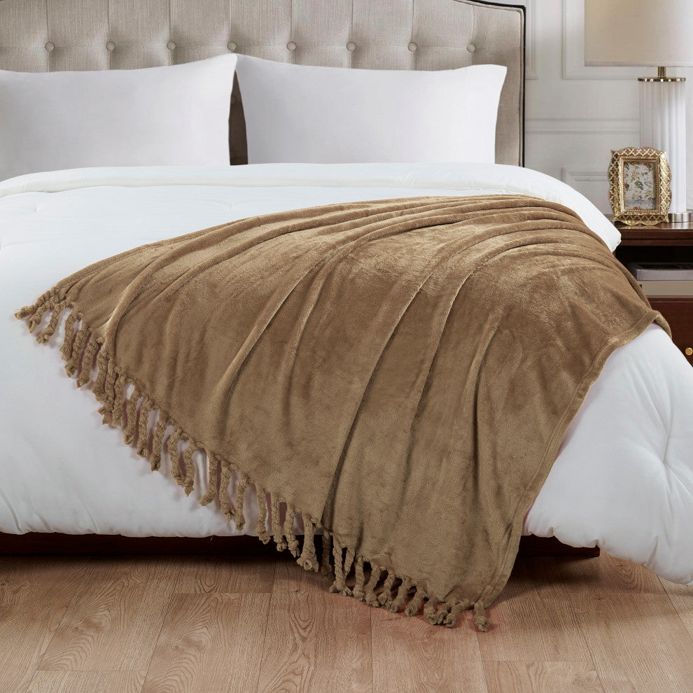 Braided Rope Flannel Fleece Throw, Amphora, 60"x80"