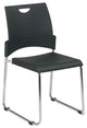 Sled Base Stack Chair With Plastic Seat and Back. Black. 2-Pack.