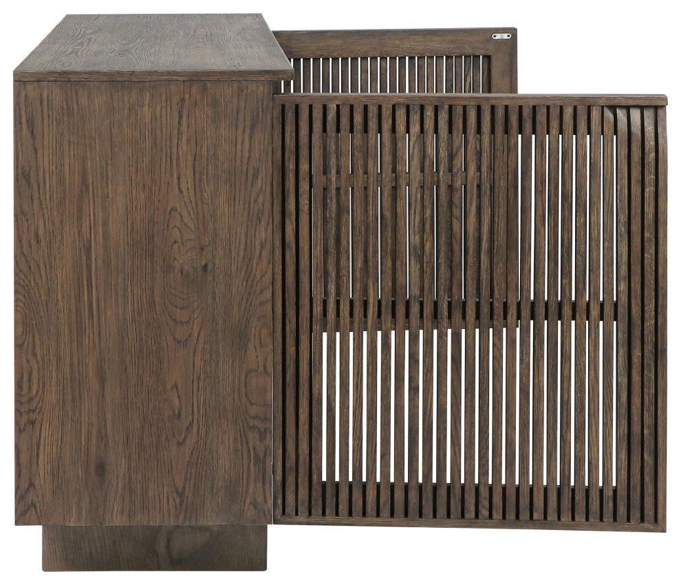 Roya 82" Oak Wood 3-Door Sideboard Buffet, Toasted Brown, 2-Door
