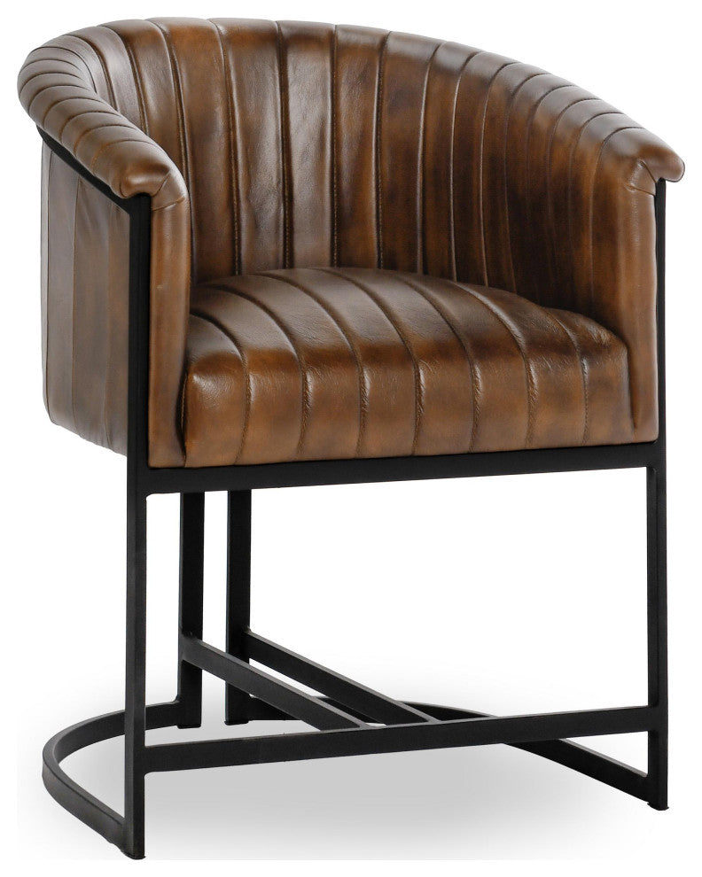 Seville Top Grain Leather Dining Chair, Brown