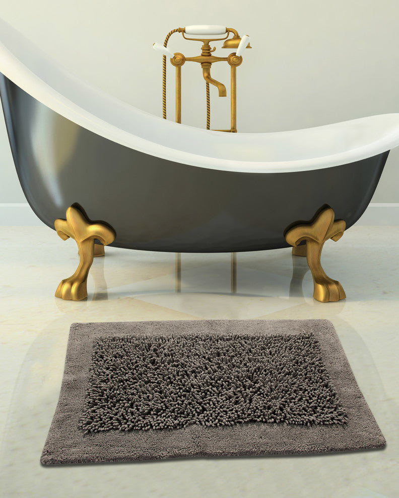 Bath Rug Cotton and Chenille Tufted, 36"x24", Gray, GSF 200, Pattern Lima
