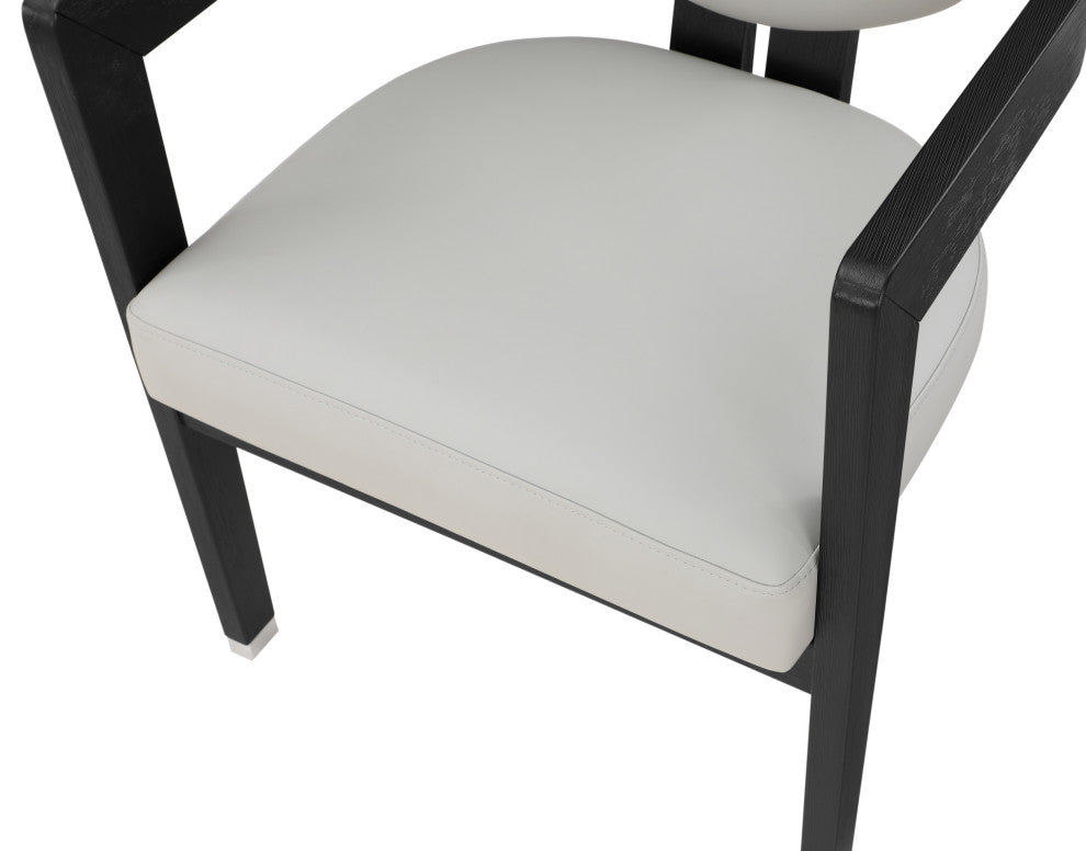 Carlyle Faux Leather Upholstered Dining Chair, Grey, Black Finish