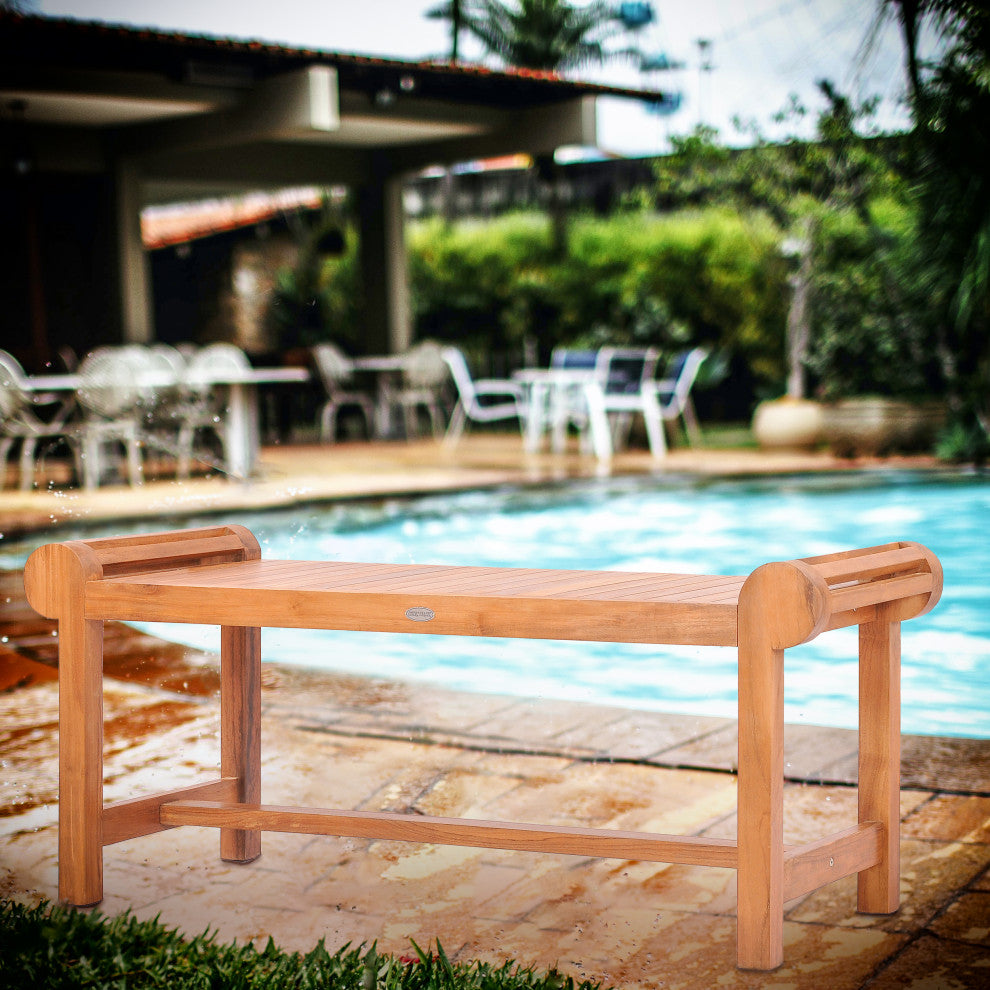 Teak Wood Lutyens Outdoor Patio Backless Bench made from A-Grade Teak Wood