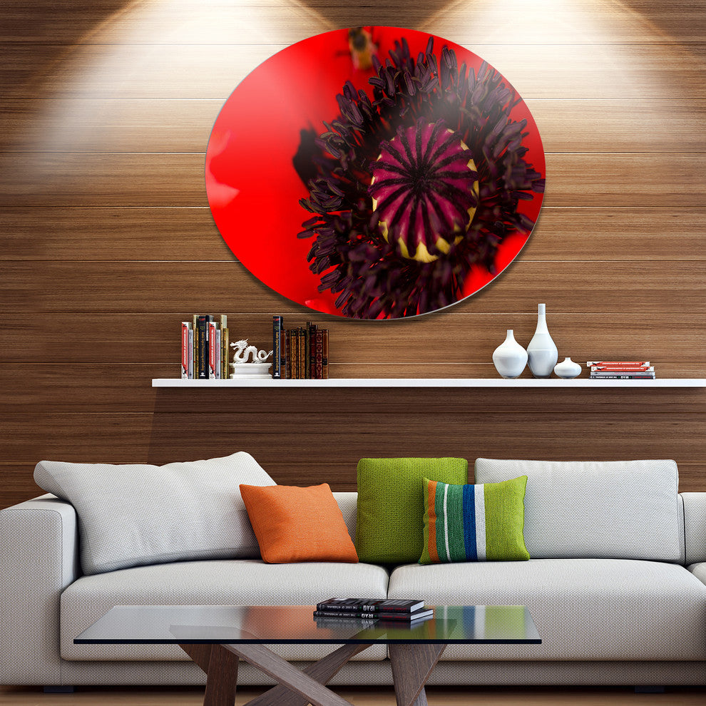 Garden In Full Bloom On Summer Day, Flowers Disc Metal Wall Art, 23"