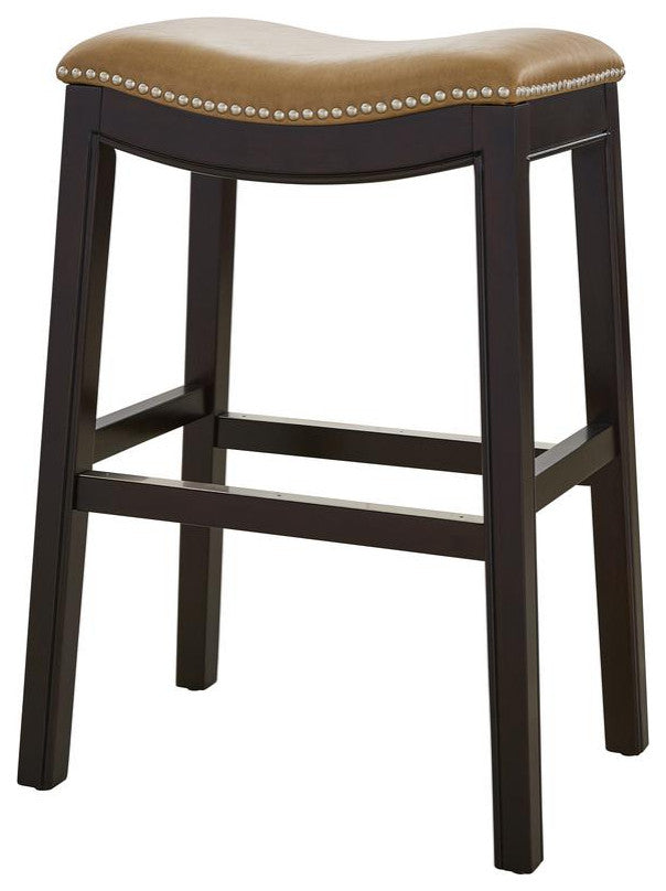 New Ridge Home Goods Julian Counter Height Barstool With Tan Faux Leather Seat