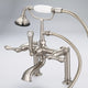 Vintage 7" Spread Deck Mount Tub Faucet w/6" Risers & Handshower, Lever handles