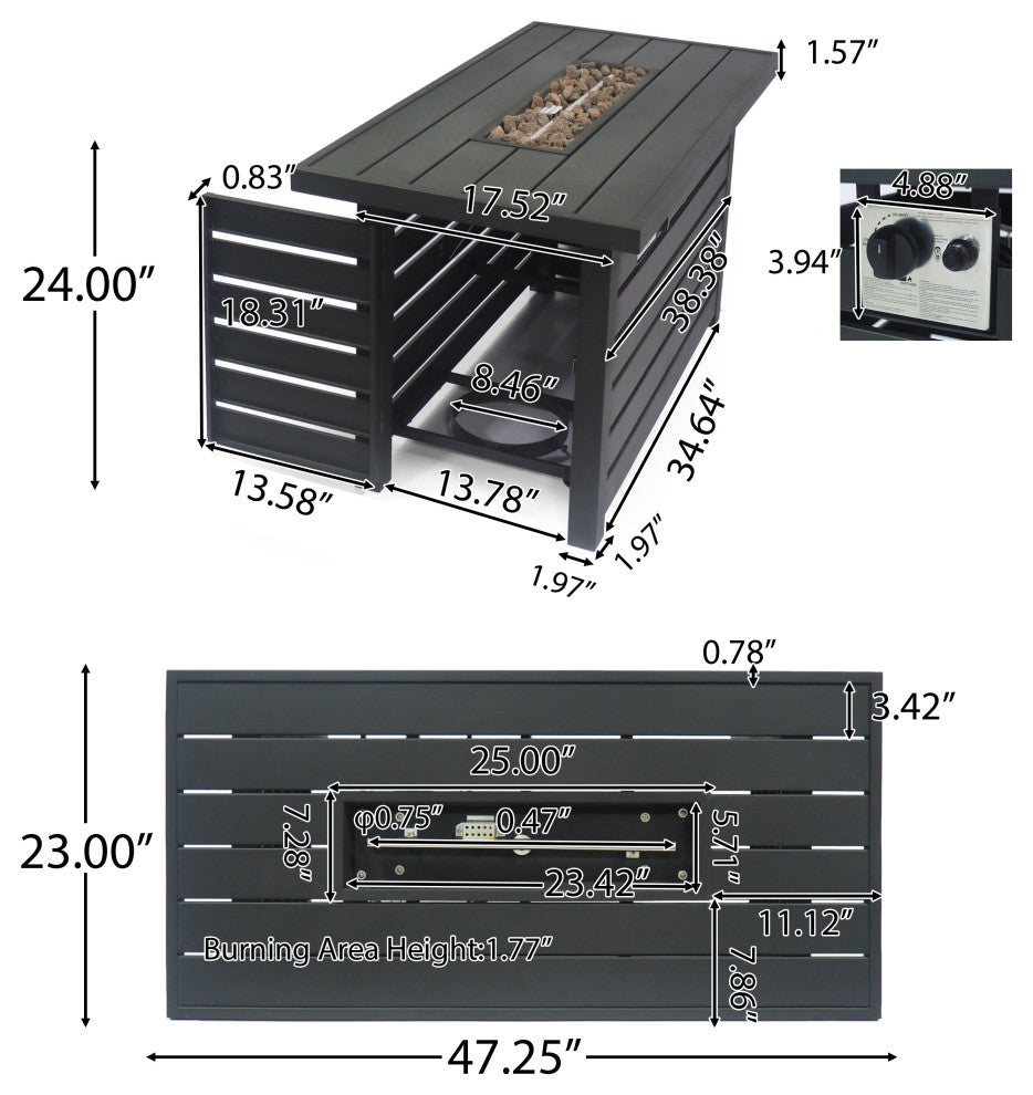 Muriel Rectangular Iron Fire Pit