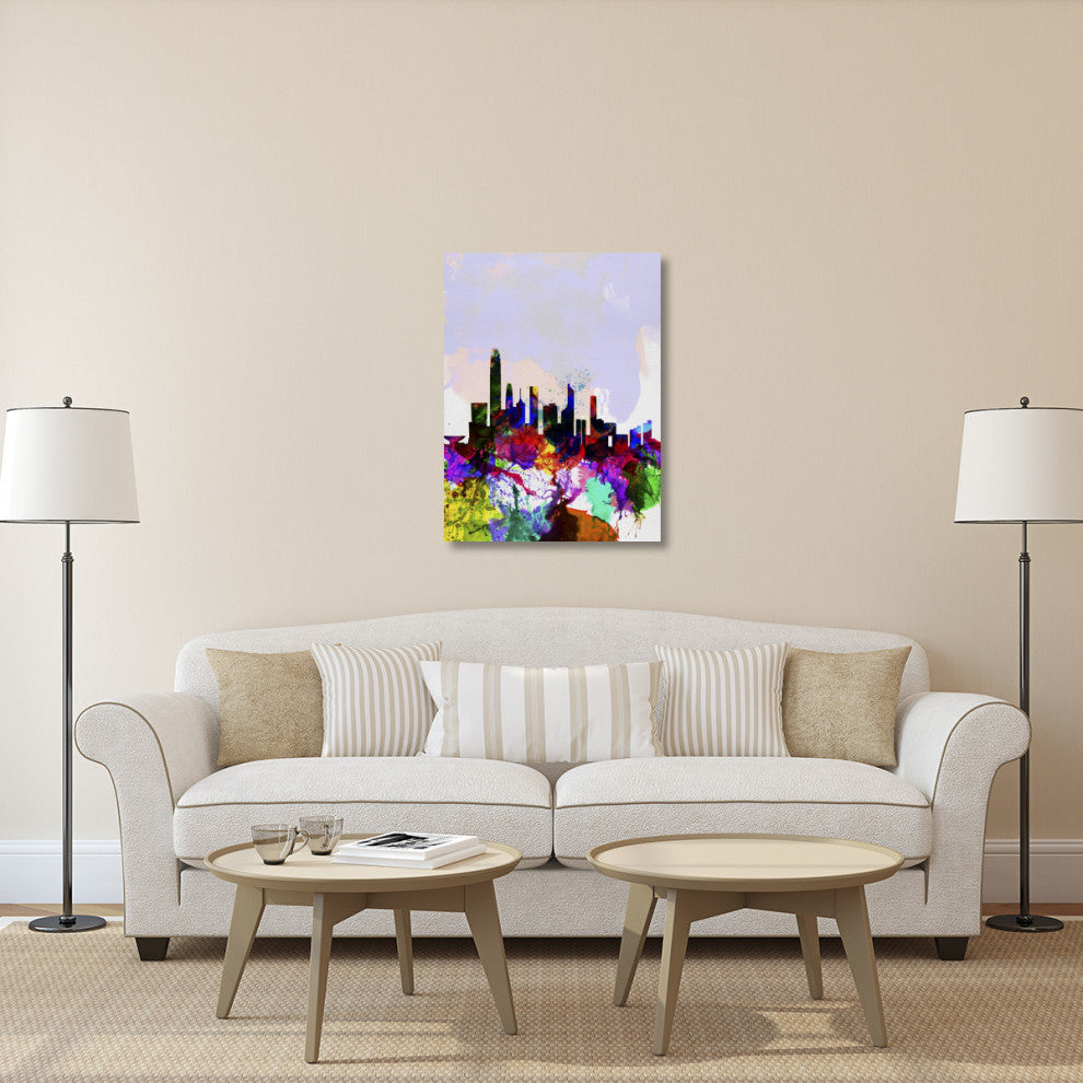 "Hong Kong Watercolor Skyline" Fine Art Print