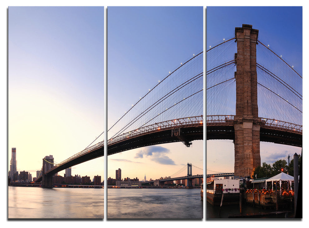 "Brooklyn Bridge in New York City" Metal Wall Art, 3 Panels, 36"x28"