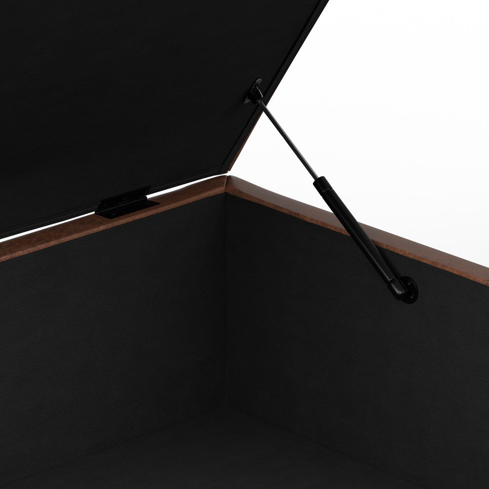 Gabbie Square Coffee Table Storage Ottoman, Distressed Saddle Brown