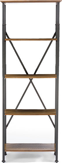 Lancashire Brown Wood and Metal Bookcase