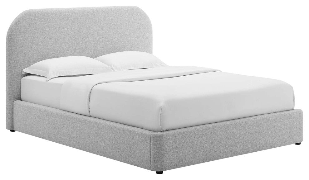 Keynote Upholstered Fabric Curved Full Platform Bed