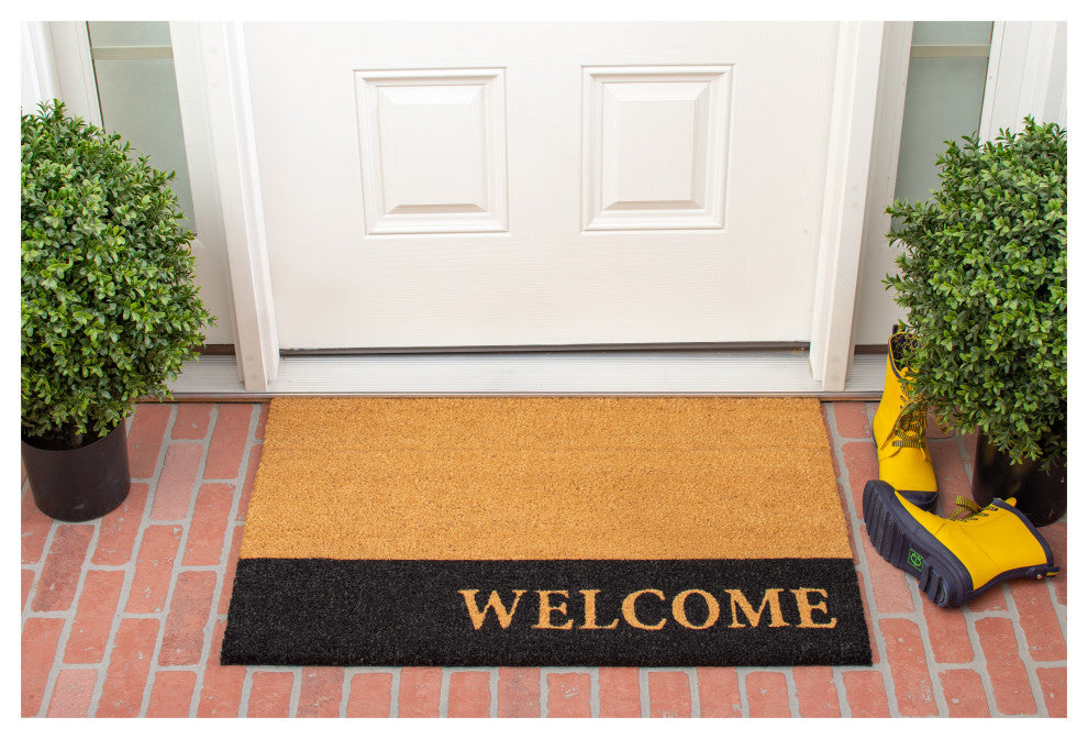 Calloway Mills Welcome Black Stripe Doormat, 36"x72"