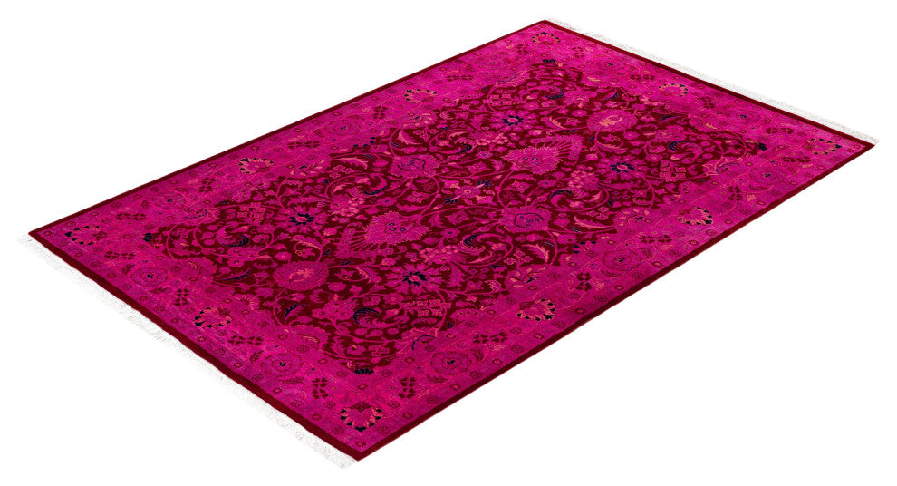 Overdyed One-of-a-Kind Hand-Knotted Area Rug Purple, 4' 0" x 6' 2"
