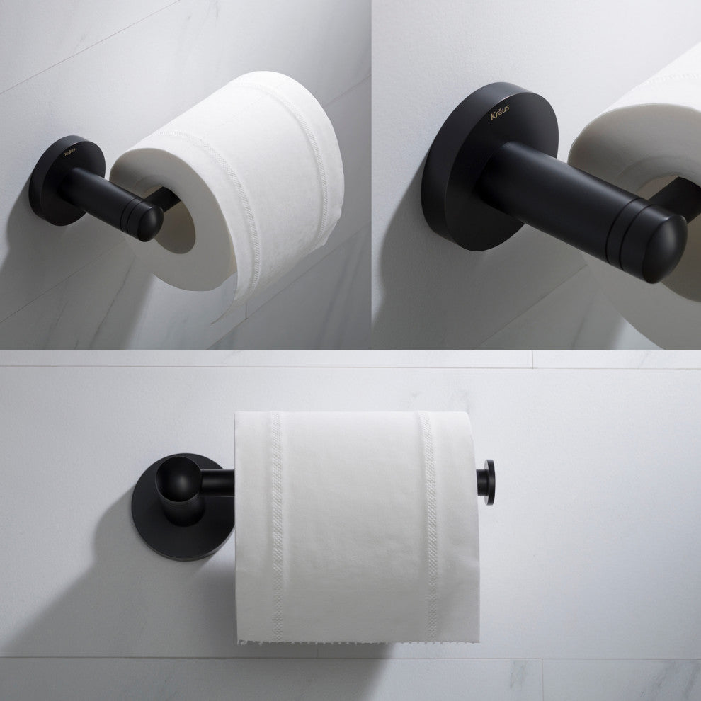 Elie Bathroom Toilet Paper Holder, Matte Black