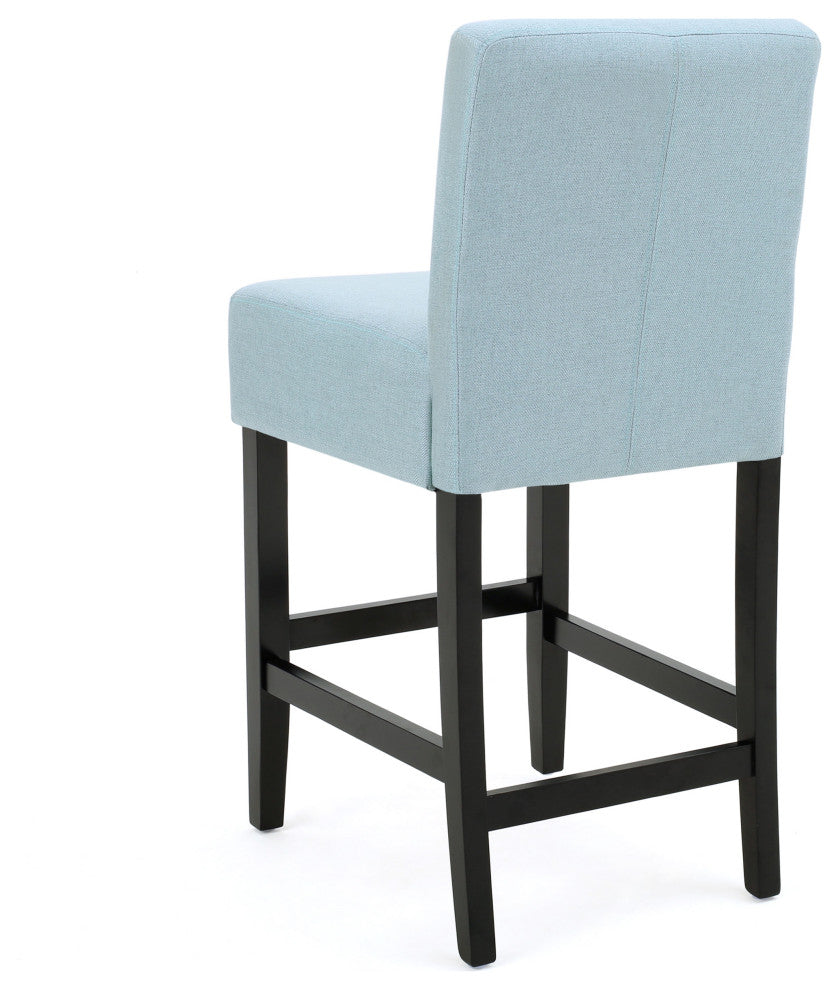 GDF Studio Peterborough Counter Stool, Set of 2, Light Blue Fabric