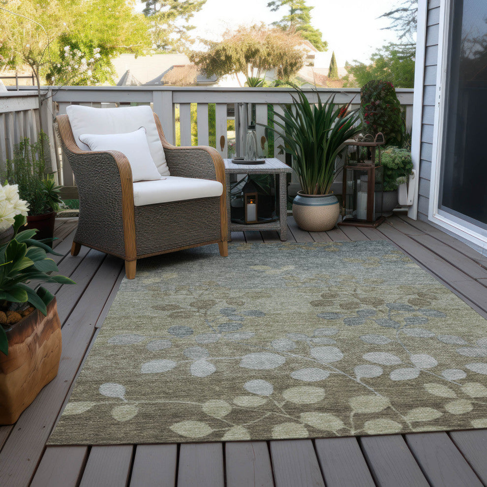 Machine Washable Indoor/Outdoor Chantille ACN1900 Khaki 10' x 14' Rug