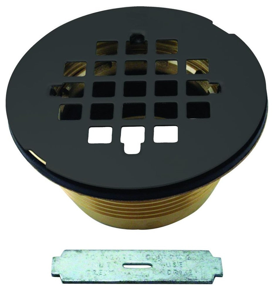 Brass Body Compression Shower Drain With Grid In Powder Coated Flat Black