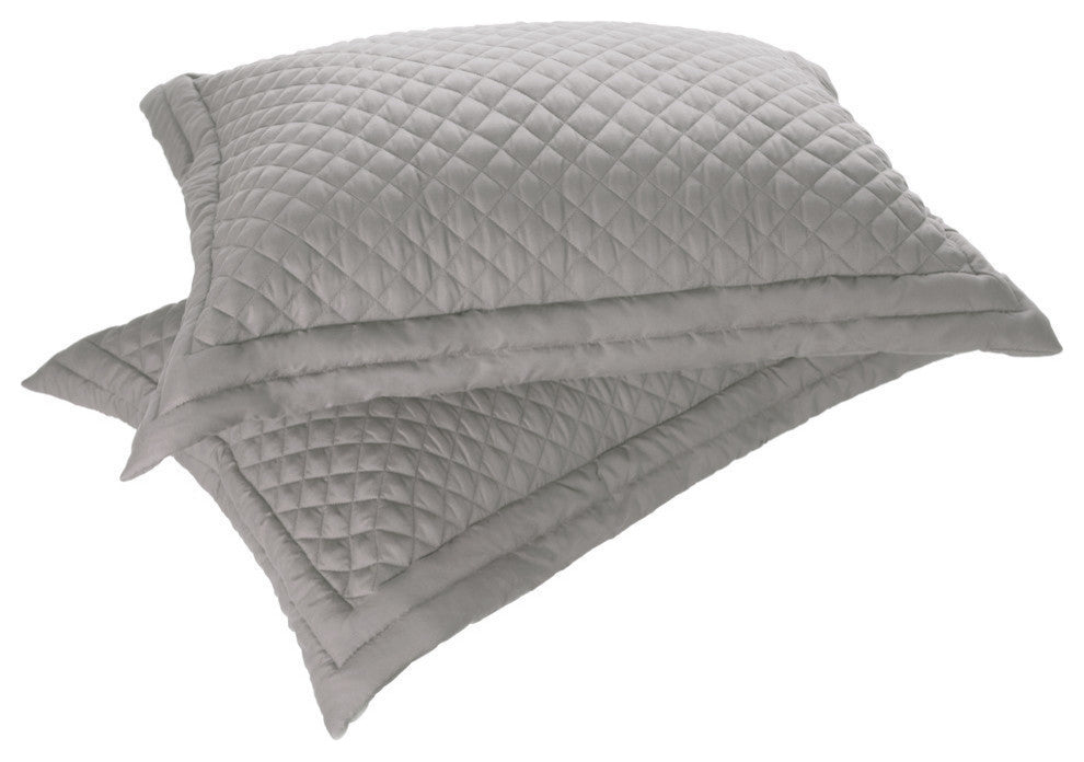Microfiber Stain and Water Resistant Diamond Quilt King Shams, Set of 2