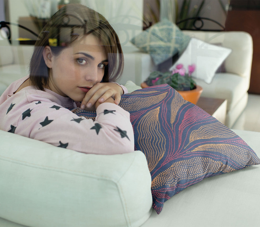 Plutus Multi-Color Leafs Floral Luxury Throw Pillow, 16"x16"