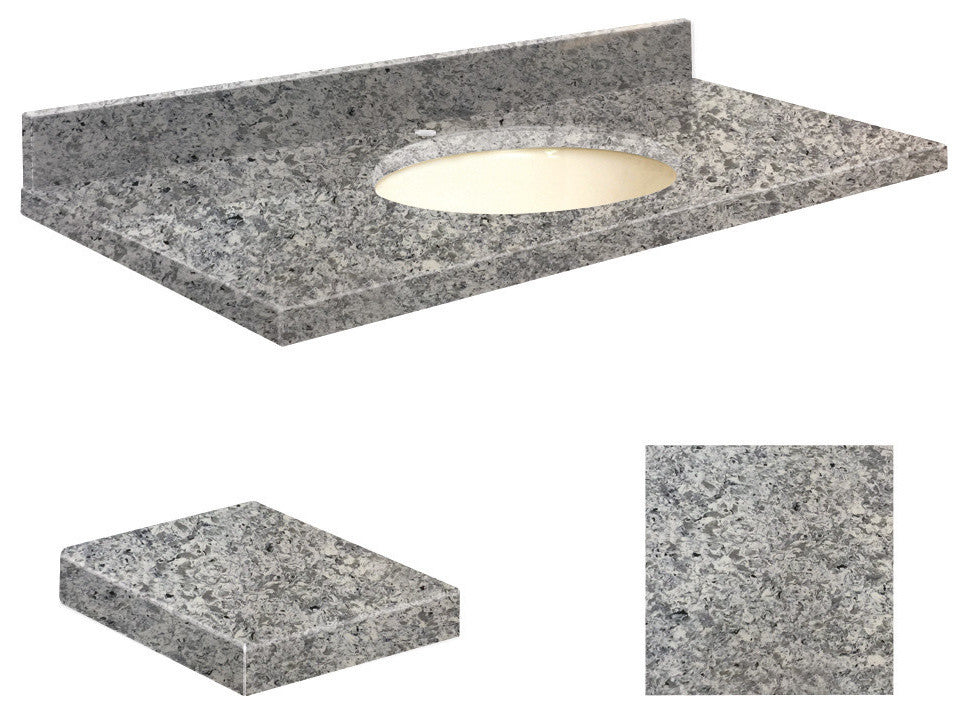 Quartz 37"x19" Vanity Top, Single Faucet Hole, Overture, Biscuit Bowl
