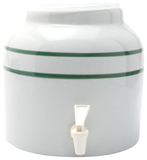 Goldwell Designs Double Stripes Water Dispenser Crock, Green