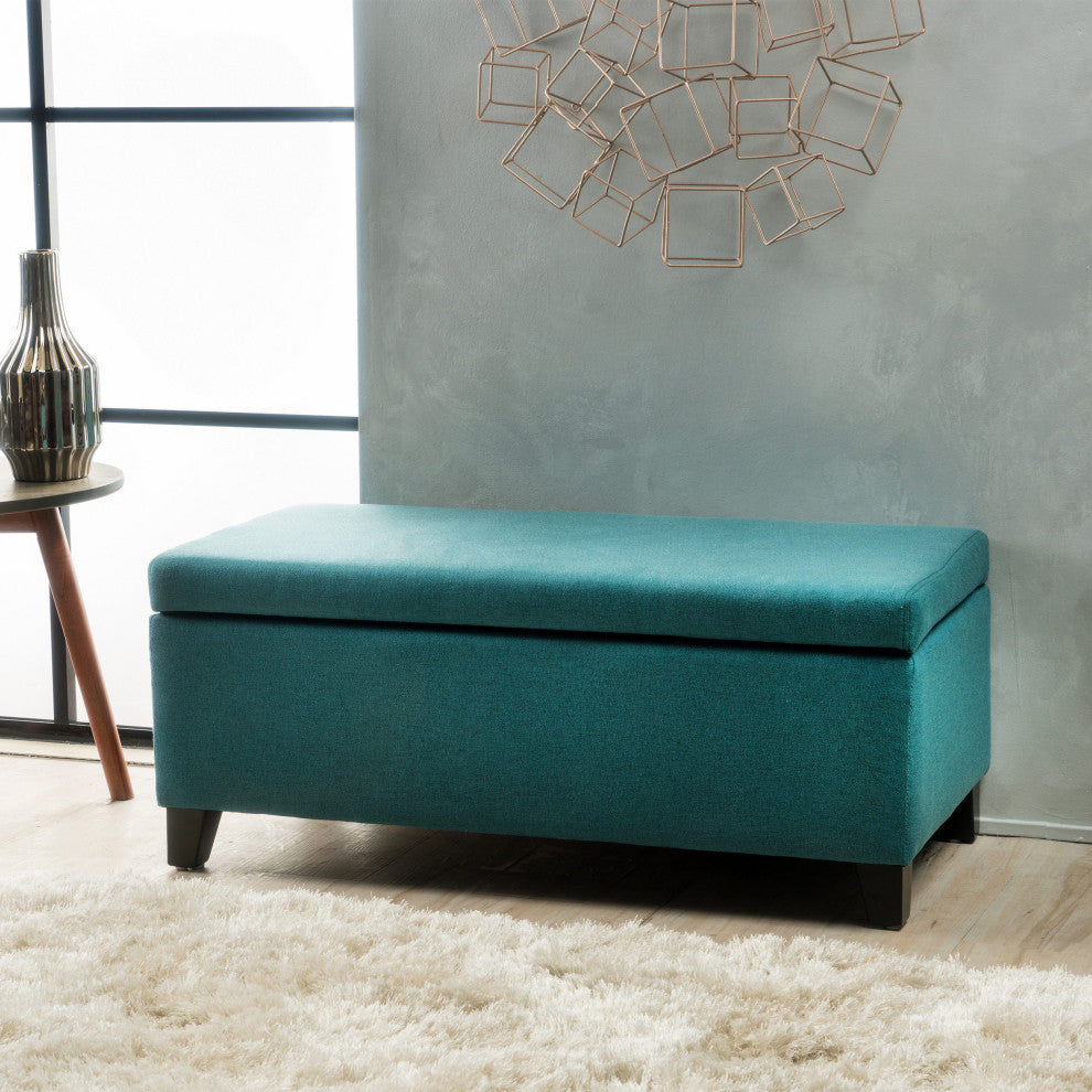 GDF Studio Breanna Contemporary Storage Ottoman, Dark Teal Fabric