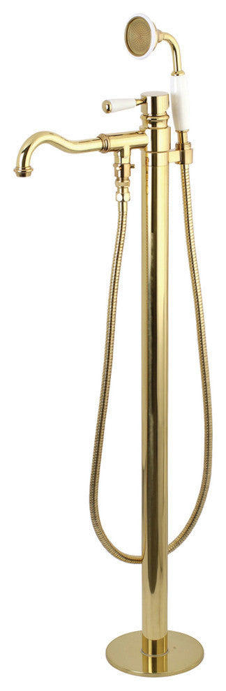 Kingston Brass Freestanding Tub Faucet With Hand Shower, Polished Brass