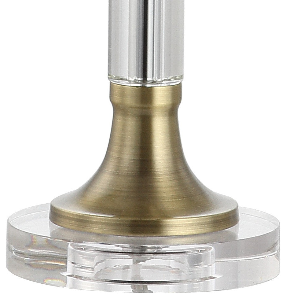 Mark Crystal and Metal LED Table Lamp, Clear and Brass Gold, Set of 2, 28"