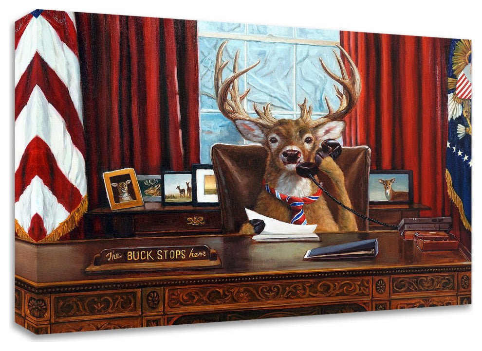 "The Buck Stops Here" by Lucia Heffernan, Print on Canvas, 24"x18"