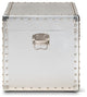 Serge French Industrial Silver Metal Storage Trunk