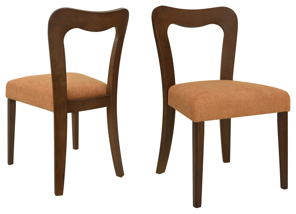 GDF Studio Modern Open Back Dining Chair, Set of 2, Walnut/Caramel