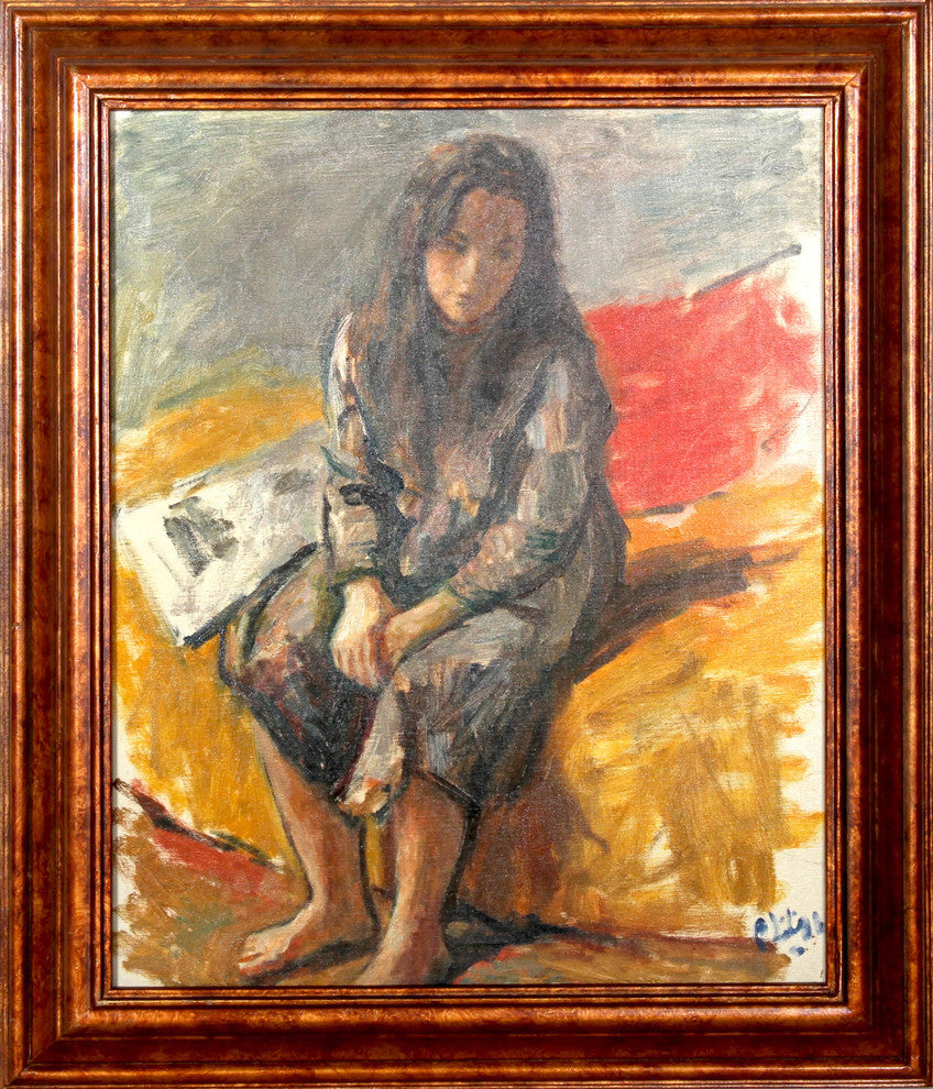 Robert Philipp "Seated Girl" Oil Painting