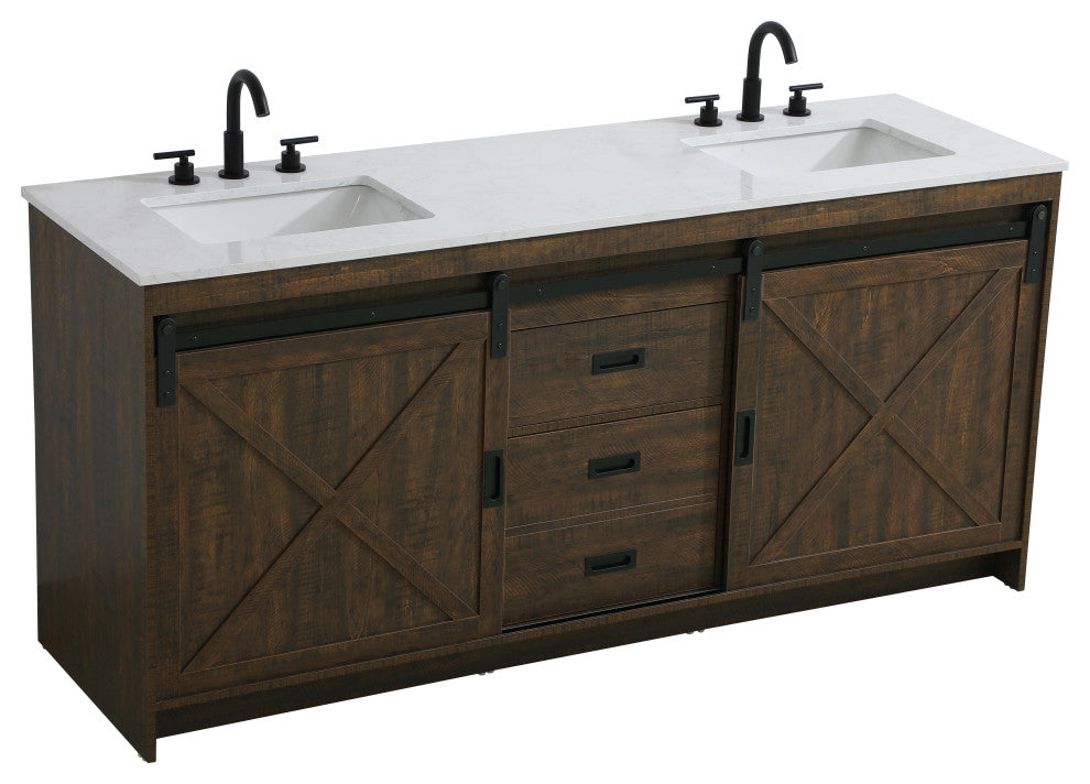 Home Living 72" Double Bathroom Vanity, Expresso