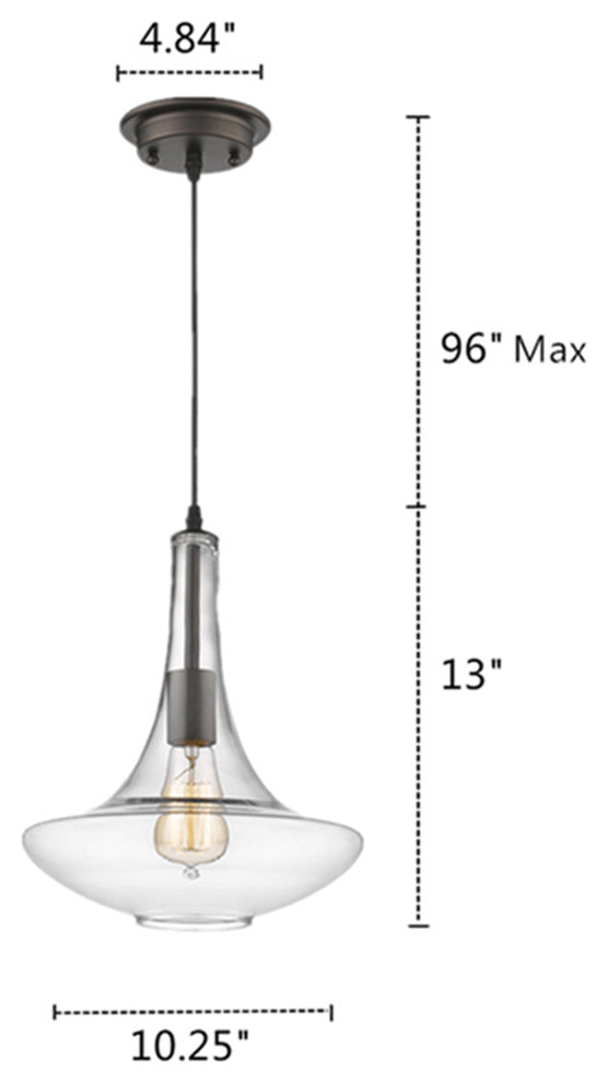 Leah 1-Light Rubbed Bronze Ceiling Mini Pendant 10"