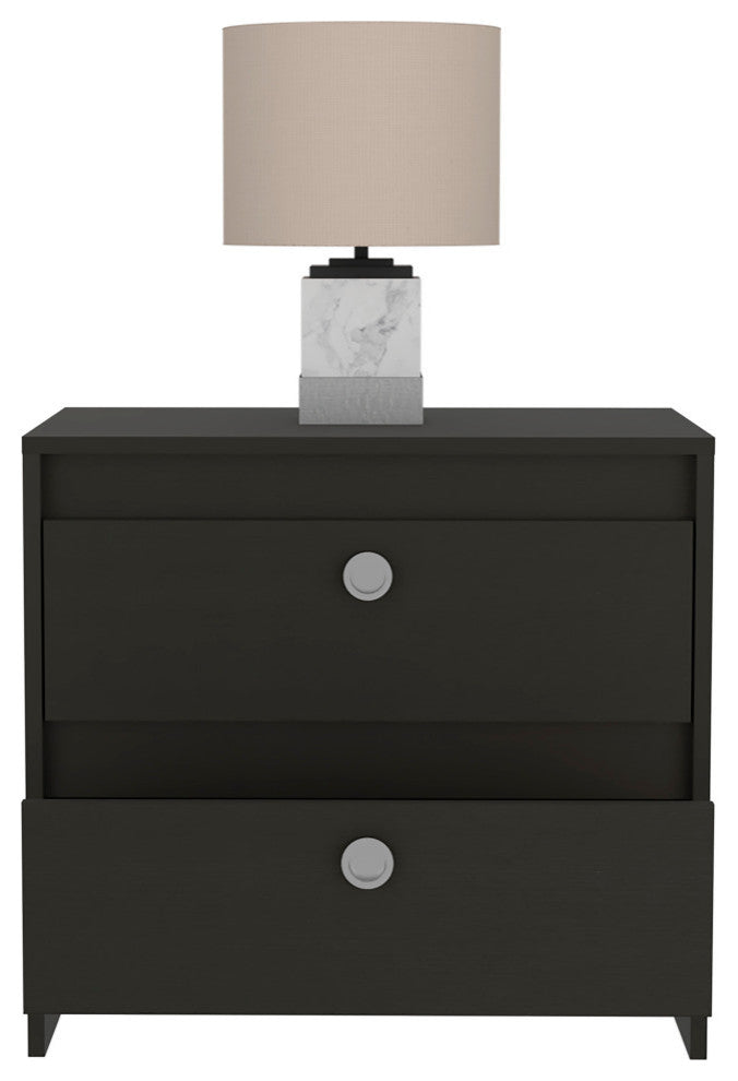 Lily Nightstand with 2 Drawers, Black