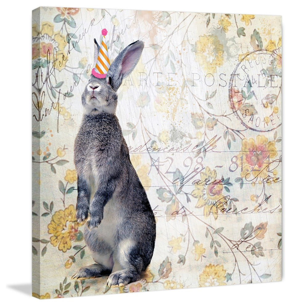Marmont Hill, "Party Rabbit" by Morgan Jones Painting on Wrapped Canvas, 18x18
