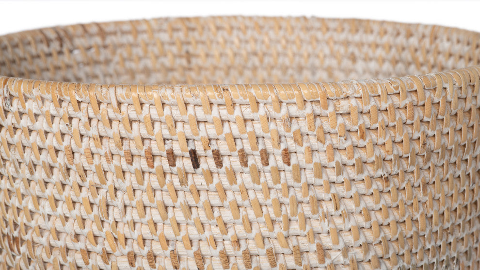 Loma Round Rattan Paper Waste Basket, Latte