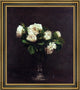 Henri FantinLatour White Roses Framed Premium Canvas Print, 16"x20"