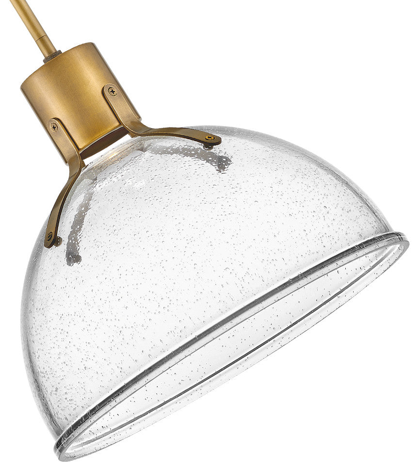 Hinkley Argo 14" Sm. LED Pendant Light, Heritage Brass + Clear Seedy Glass shade