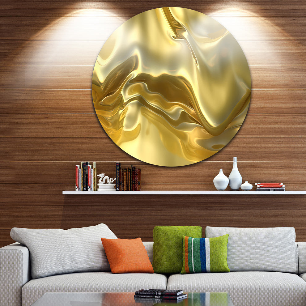 Golden Cloth Texture, Abstract Digital Art Disc Metal Wall Art, 11"