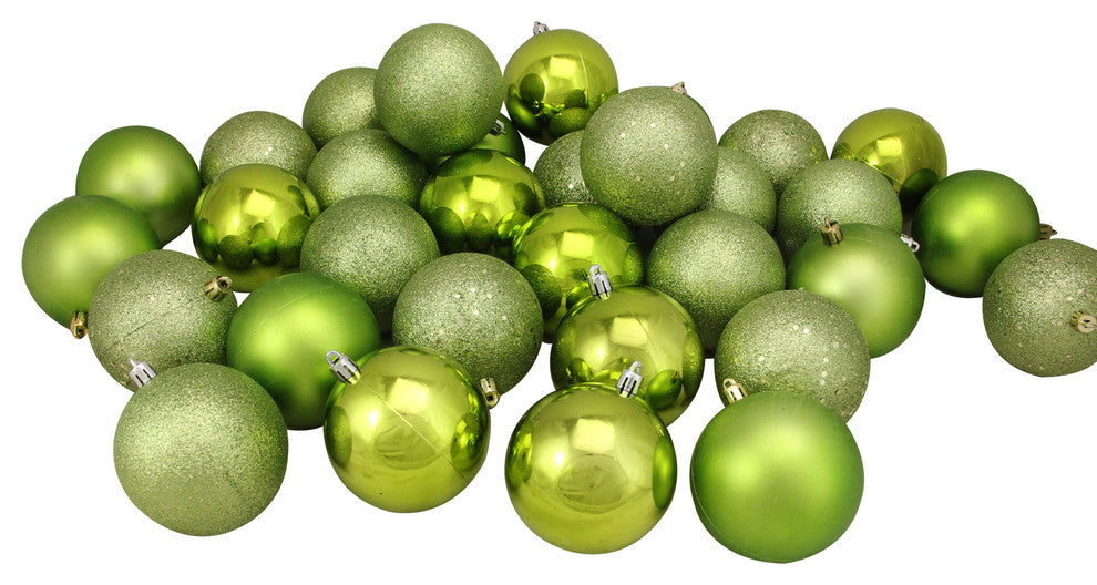 Kiwi Green Shatterproof 4-Finish Christmas Ball Ornaments 3.25", 80mm