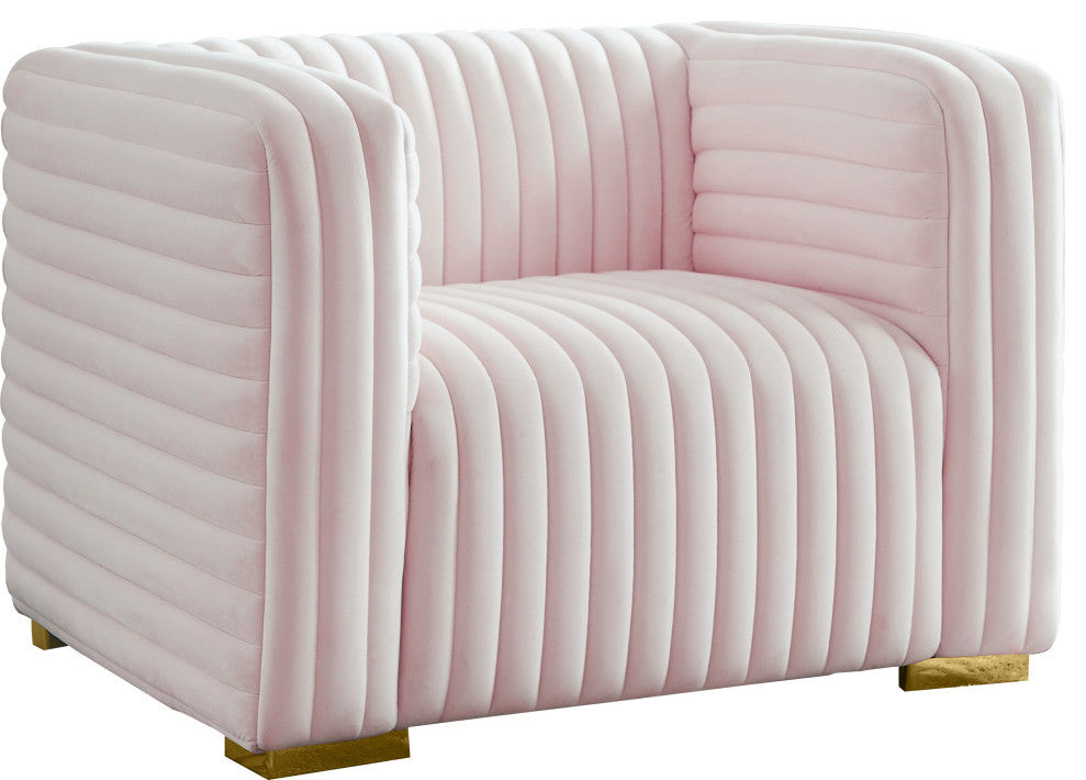 Ravish Velvet Upholstered Chair, Pink, Chair