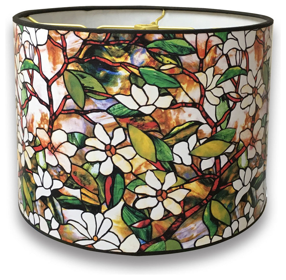 Stained Glass Design Hardback Lamp Shade, Magnolia Stained Glass Design